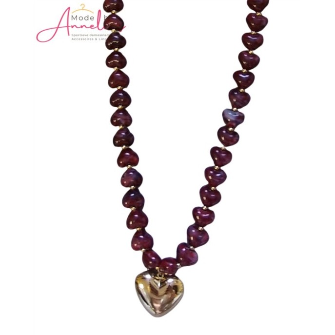 Sweet7 Ketting hartjes 101241111 wijnrood Sweet7 Ketting hartjes 101241111 wijnrood